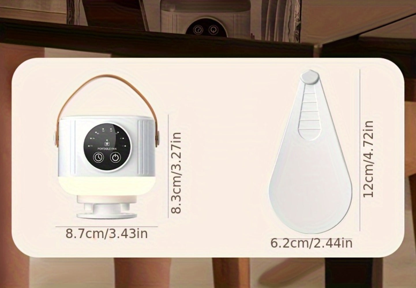 Camping Fan with Light & USB Rechargeable, Portable Outdoor Tent Fan with Tripod Stand, Detachable Blades