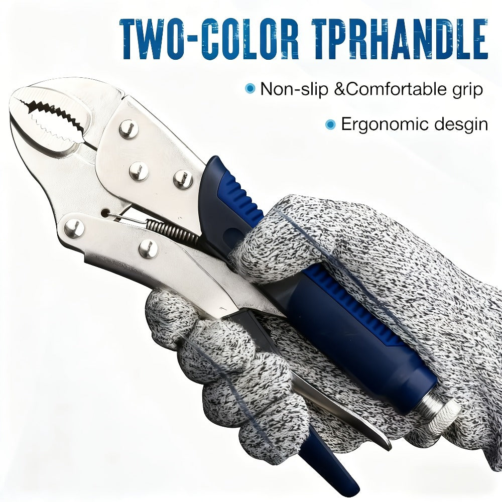 Pliers Set 6-Piece, Needle Nose, Curved & Locking C-Type Pliers, 5-10 Inch Sizes, Versatile Vise Grip Tool Kit for Home