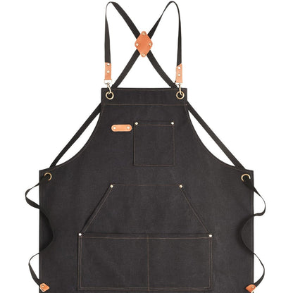Chef Apron Crossback Canvas Work Apron with Extra Large Pockets for Men Women – Professional Kitchen Cooking BBQ Gardening Workshop Bib