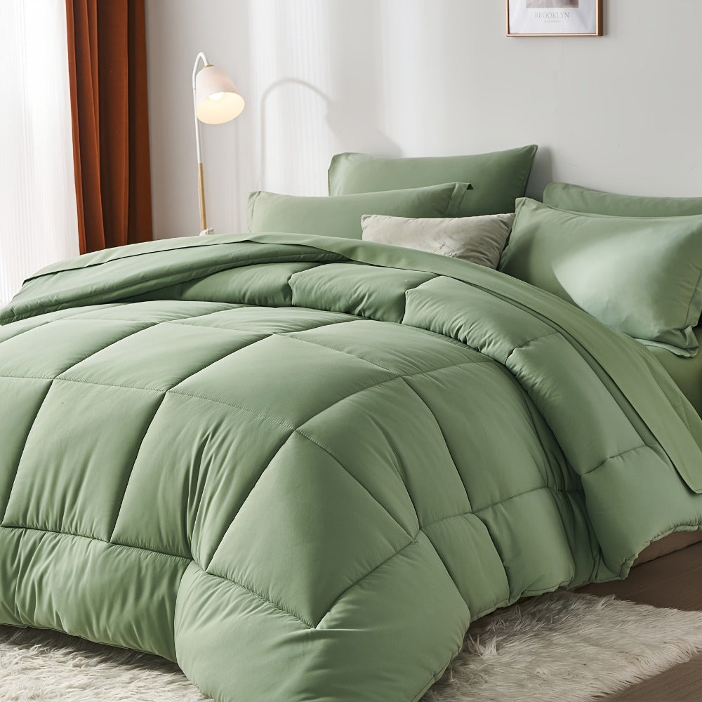 Checkered Microfiber Bed-in-a-Bag Comforter Set with Coordinated Sheets, 16 Color or Code Options and Four Sizes
