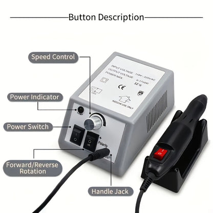 Electric Nail Drill 20000 RPM Console Kit with 6 Bits, 50 Sanding Bands and Standard or 8-in-1 Options