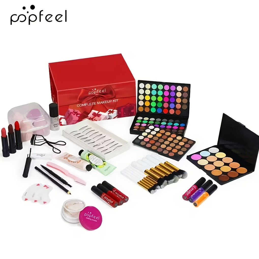 Full Face Makeup Kit All-in-One Complete Beauty Set with Foundation Blush Eyeshadow Palette Mascara & Brush