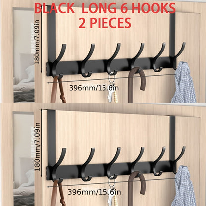 Over Door Hook Hanger with 5-6 Hooks, No Drill Metal Door Organizer for Hats Keys Bags Entryway Bathroom Bedroom