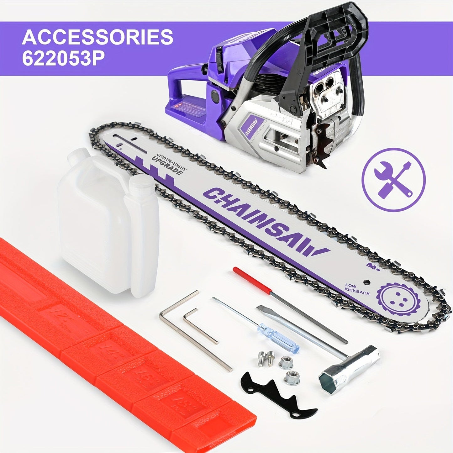 Chainsaw, Gas Powered Forestry Wood Cutting Farm Yard for Garden, Patio and Yard Use, with the Listed Configuration