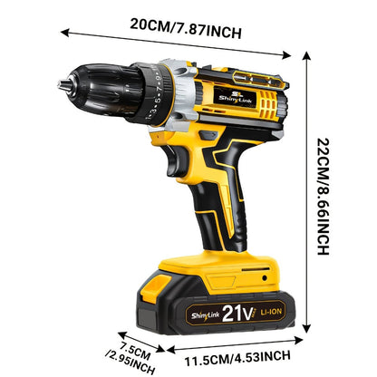 21V Cordless Drill Set Electric Drill Driver Kit with Lithium Battery Screwdriver Bits Hand for Entryways, Bedrooms and Living Spaces