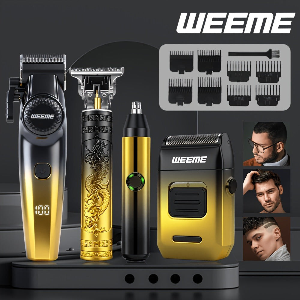 4-Piece Grooming Kit for Men USB Rechargeable Electric Shaver Beard Trimmer Nose Hair, for Everyday Face, Beard and Body Grooming