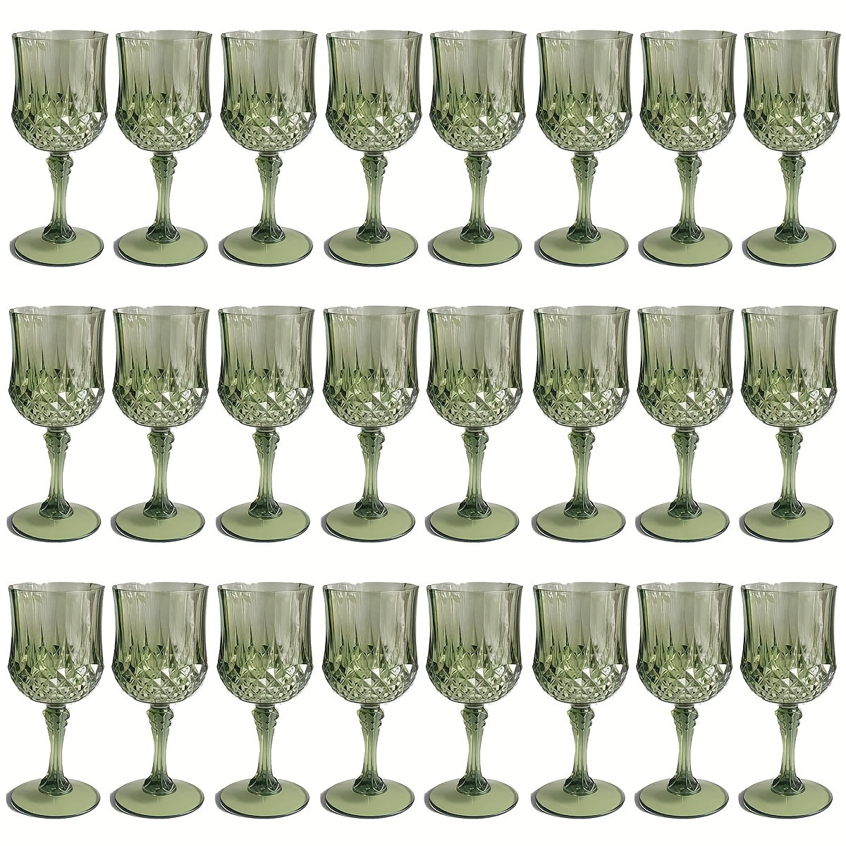 Plastic Wine Glasses 24 Pack – Colorful Shatterproof Goblets for Parties, Weddings & Events – Reusable Vintage-Style Stemmed Cups