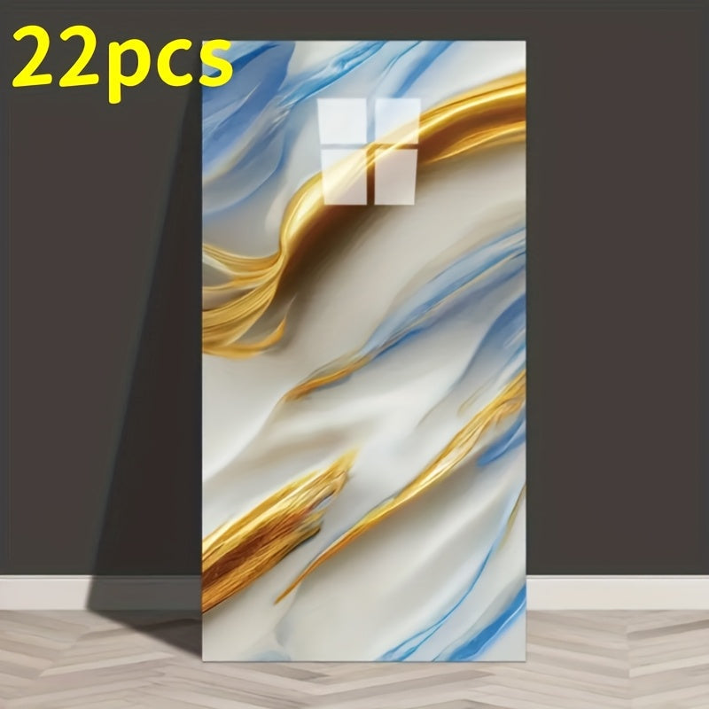 Self-Adhesive PVC Wall Sticker 22pcs Peel and Stick Marble Boho Wallpaper 11.81x23.62in Oil for Entryways, Bedrooms and Living Spaces