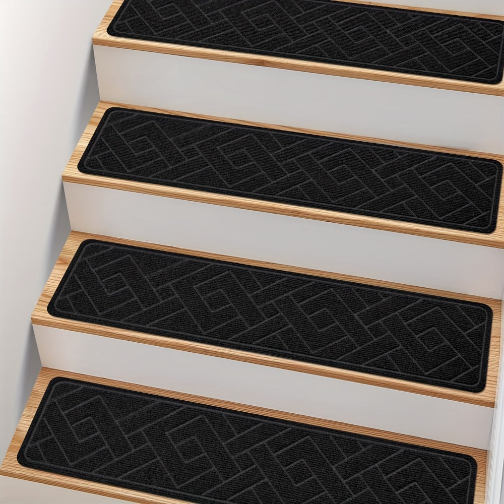 Stair Treads 15pcs 8"x30" Self-Adhesive Carpet Pads for Wooden Steps, Polyester Indoor Stair Mats for Safety
