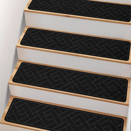 Stair Treads 15pcs 8"x30" Self-Adhesive Carpet Pads for Wooden Steps, Polyester Indoor Stair Mats for Safety