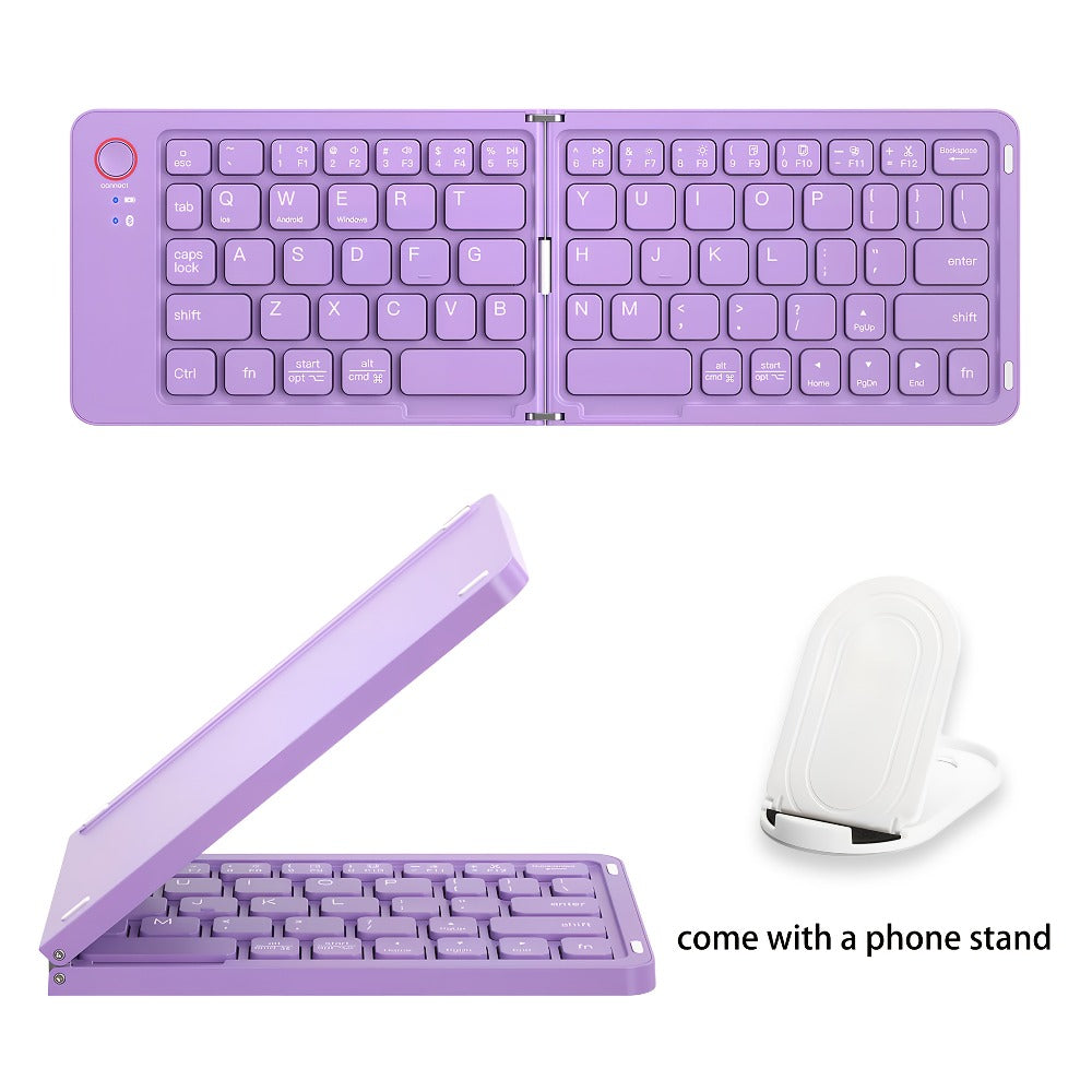 Double-Fold Pocket Bluetooth Keyboard Rechargeable Ultra- Travel Wireless Keyboard Compatible for an Everyday Personal Care Routine