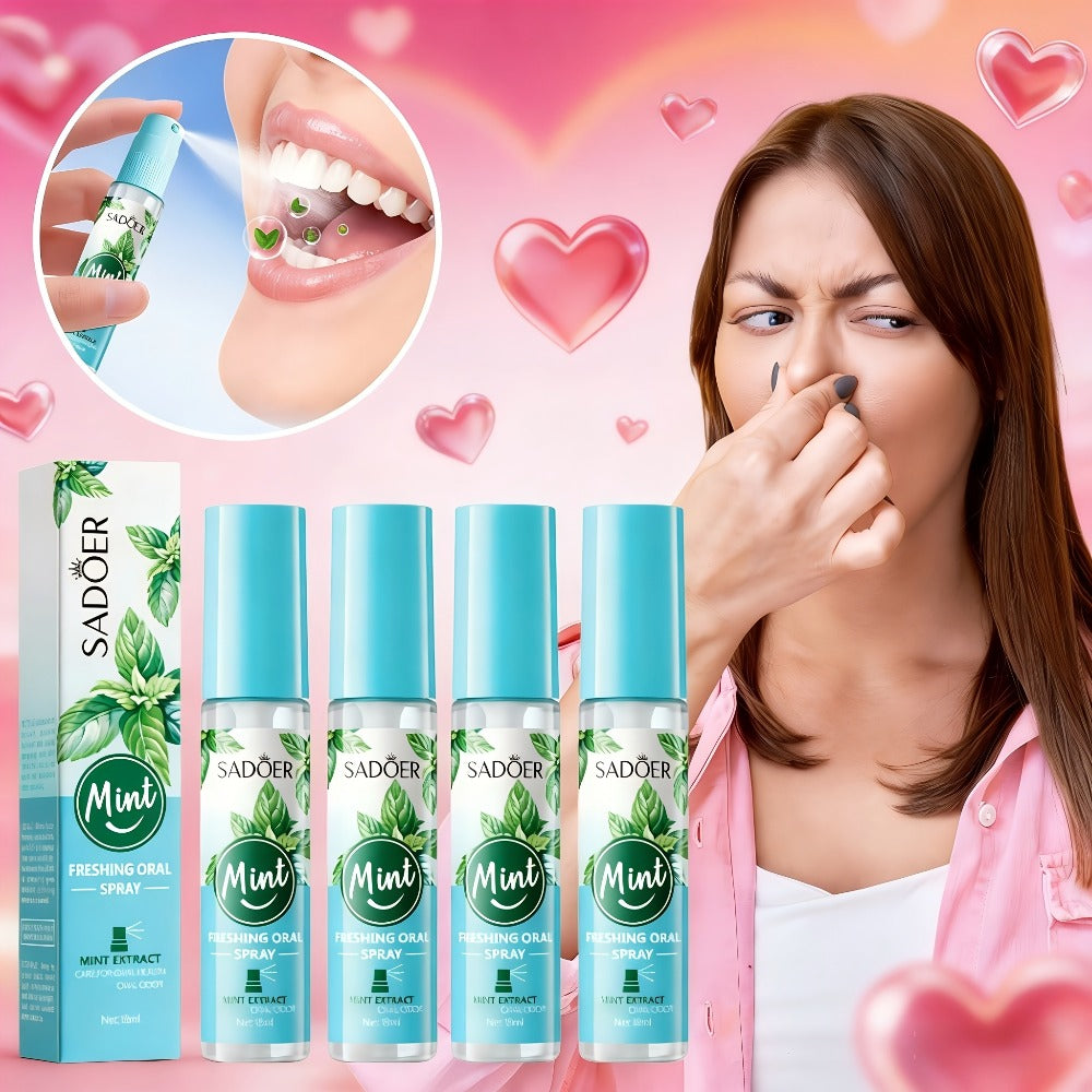 Mint Breath Spray with Tea Tree Essence Portable Oral Freshener, Compact Pocket-Size Mouth Spray