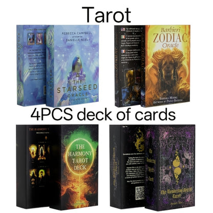 Tarot Card Deck Set 4pcs, Starseed Oracle, Paolo Barbieri Zodiac Oracle, Harmony Tarot & Wandering Spirit Tarot Cards