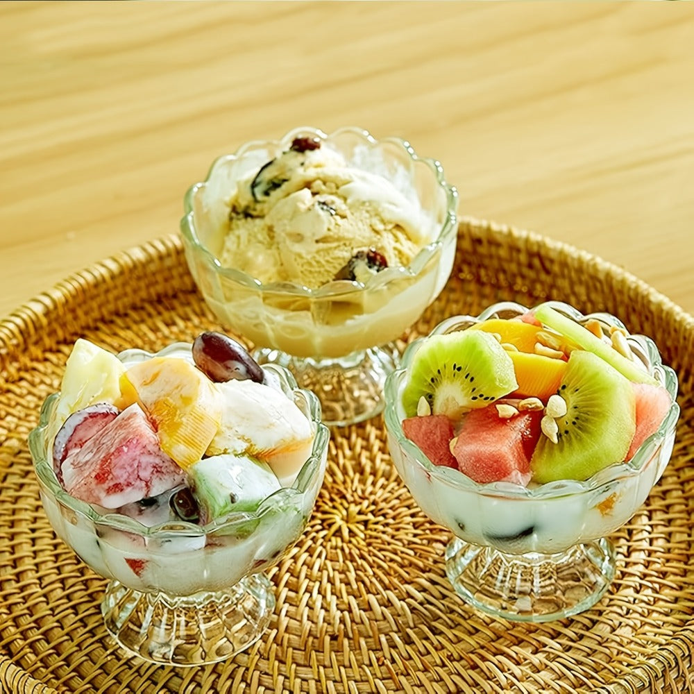Tulip Shaped Dessert Bowls Set of 12 – 5 Oz Glass Cups for Ice Cream, Sundaes, Fruit & Salads – Dishwasher Safe Snack & Cocktail Bowls