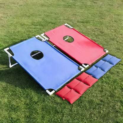 Cornhole Game Set with 12 Bean Bags Cornhole Boards Red Blue Gift Box for Outdoor Backyard Camping Beach Indoor Party Yard Games Holiday