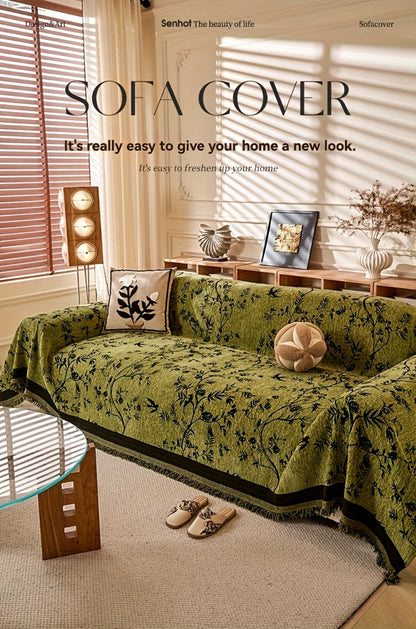 Sofa Cover Throw, Thick Chenille Floral Couch Slipcover in Three Colors for One-to-Four-Seat Sofas