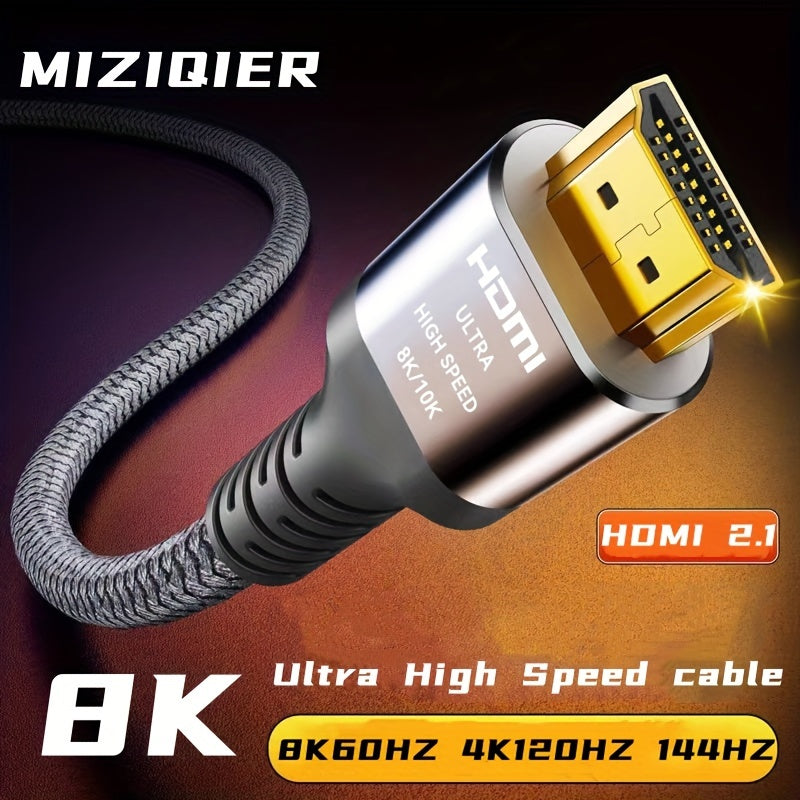 HDMI 2.1 Cable 8K 48Gbps Ultra High Speed Braided Nylon, 4K@120Hz, eARC, VRR, HDR10+, Dolby Vision