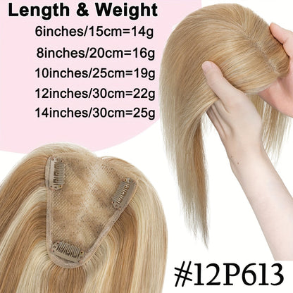 Hair Topper Human Hair Clip In Lace Base 8x10cm Curtain Bangs Thinning Hair Coverage 6-14 Inch | Highlight Blonde #27 #613 #12P613 #4P27
