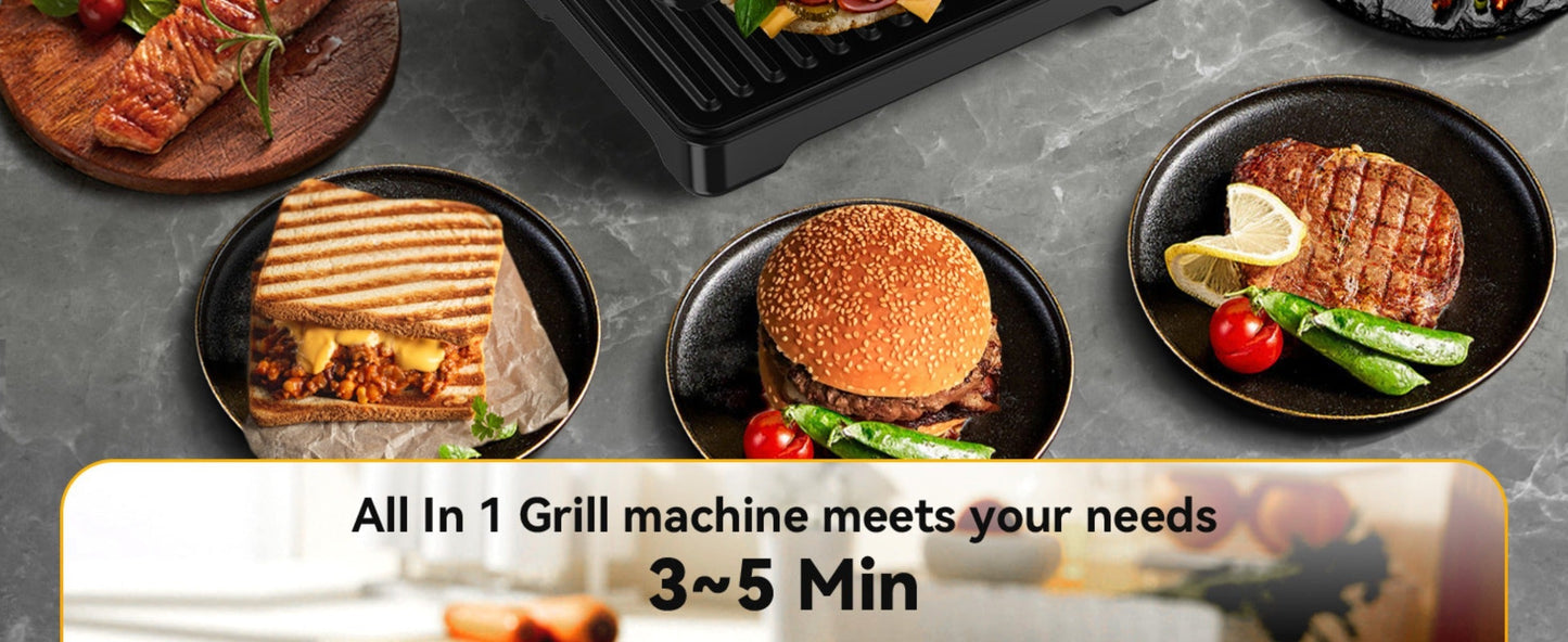 Panini Press Sandwich Maker 1200W, Non-Stick Cast Aluminum Grill with 180-Degree Opening, 2-Slice Panini Maker with Indicator Lights