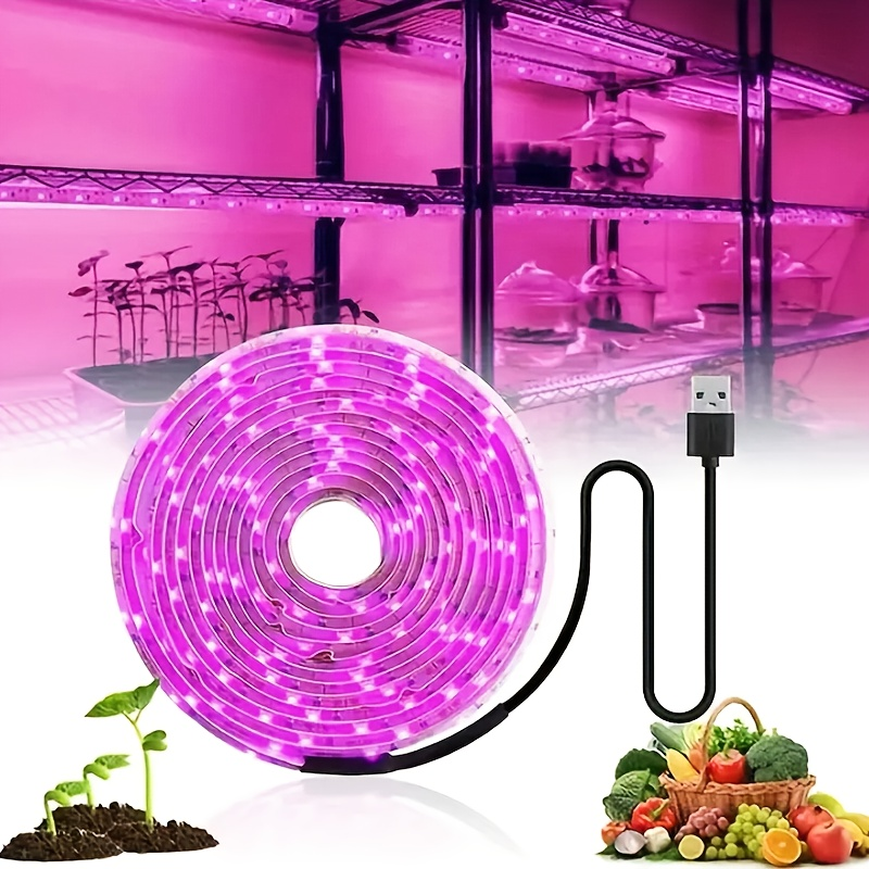 LED Grow Light Strip 16.4 FT Full Spectrum – USB 5V Cuttable Plant Light for Under Cabinet, Indoor Plants, Bonsai, Succulents & Hydroponics