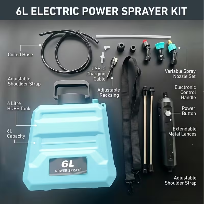 Garden Sprayer Battery Powered Electric USB Rechargeable 1.6-2.4 Gal with 3 Mist Nozzles Adjustable for Garden, Patio and Yard Use