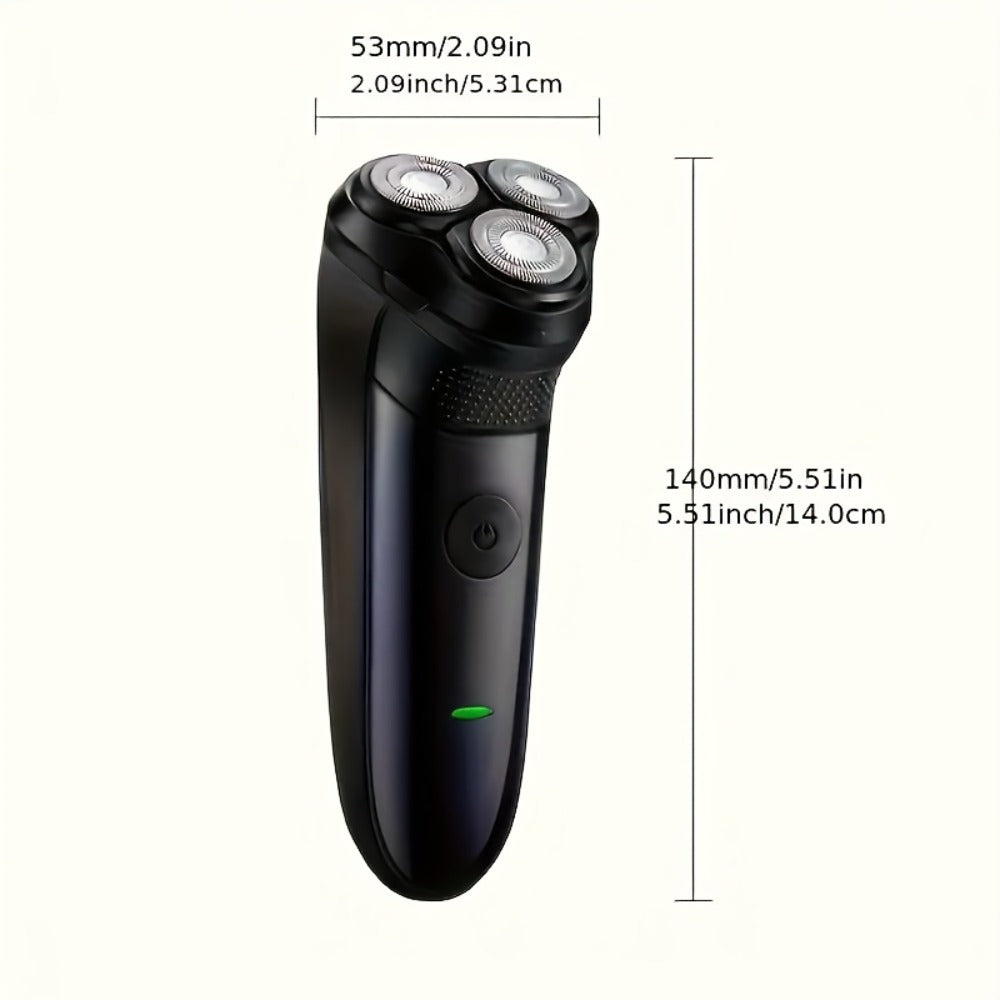 Electric Shaver Cordless Rotary Grooming Kit with USB Charging Cable in Blue or Black for Daily Use