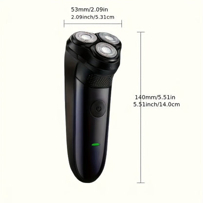 Electric Shaver Cordless Rotary Grooming Kit with USB Charging Cable in Blue or Black for Daily Use