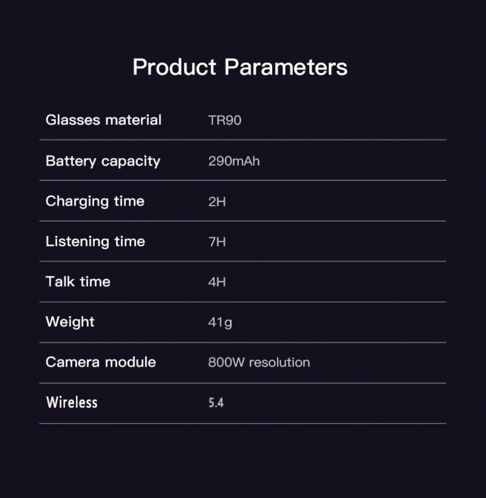 Smart Glasses 8MP Wide-Angle Camera Eyewear with 4K Recording, 4GB Storage and 163-Language Translation