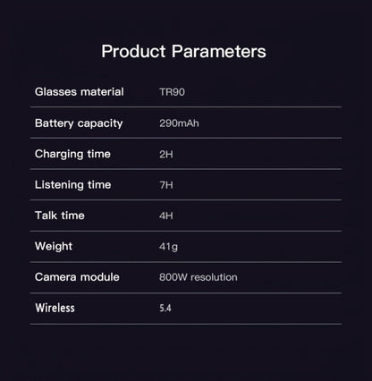 Smart Glasses 8MP Wide-Angle Camera Eyewear with 4K Recording, 4GB Storage and 163-Language Translation