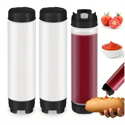 Squeeze Bottles Set of 3 Leak-Resistant Wide Opening Sauce Dispenser Transparent for Home Cooking, Dining and Outdoor Meals
