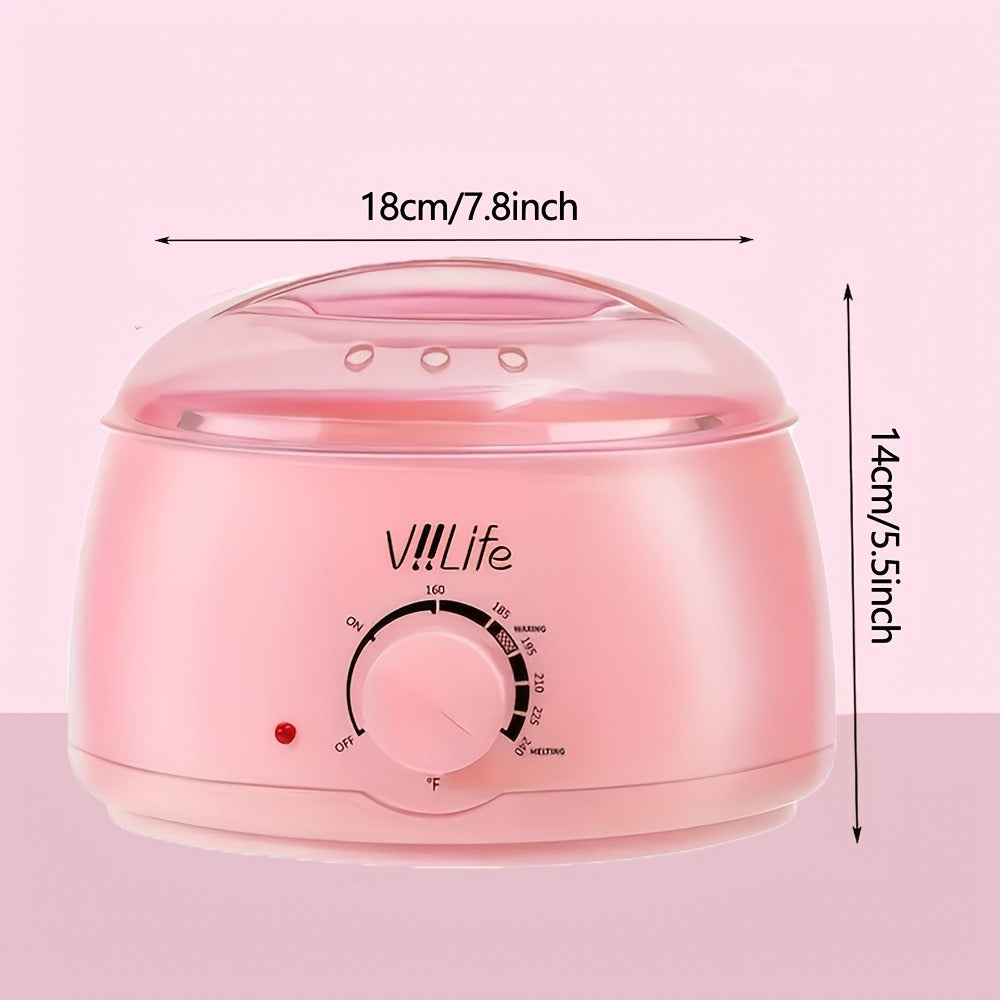 Hard Wax Warmer Kit 43 Piece Complete Home Waxing Set with Pink Hard Wax Beads – No Strip Hair Removal for Face Eyebrow Body Brazilian