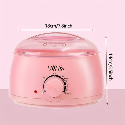 Hard Wax Warmer Kit 43 Piece Complete Home Waxing Set with Pink Hard Wax Beads – No Strip Hair Removal for Face Eyebrow Body Brazilian