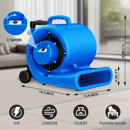 Air Mover Floor Dryer 5000CFM 1HP, Carpet Dryer & Portable Blower Fan, 3-Speed Quiet Floor Drying for Home & Commercial Use
