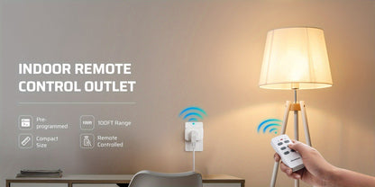 Wireless Remote Control Outlet Switch 100ft RF Range Programmable Expandable Plug-in Remote for Entryways, Bedrooms and Living Spaces