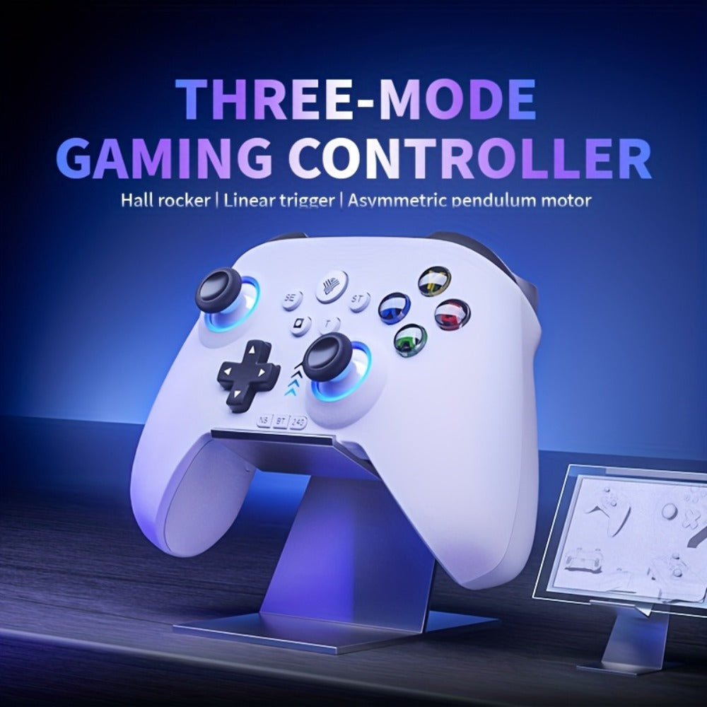 Three-Mode Wireless PC Controller with RGB Lighting, Hall Effect Joystick & Trigger, Programmable Buttons & Vibration for Windows PC