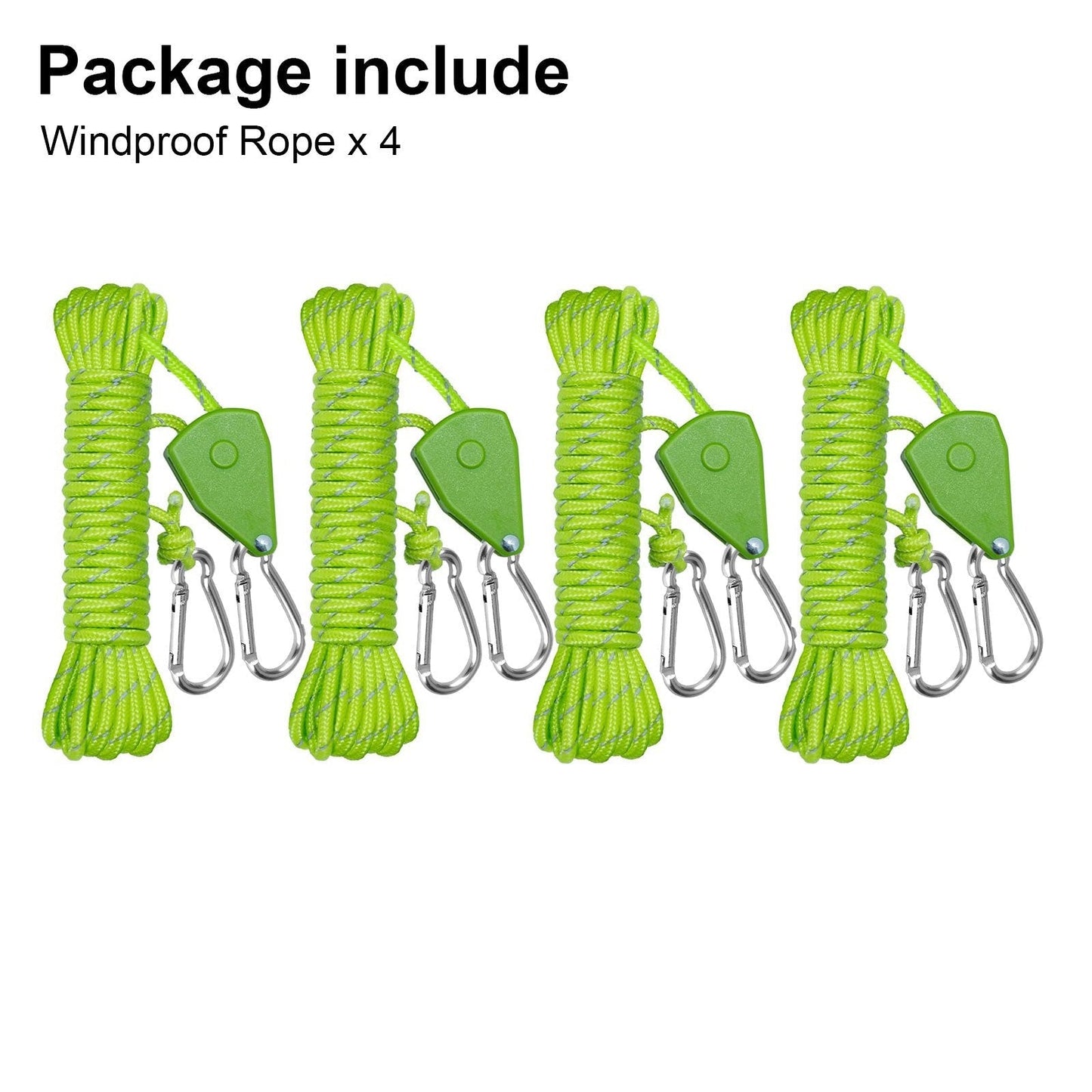 Reflective Camping Rope 4pcs 4M Adjustable Nylon Tent Guy Lines Windproof Ratchet Pulley for Tent Canopy Gazebo Tarp Outdoor
