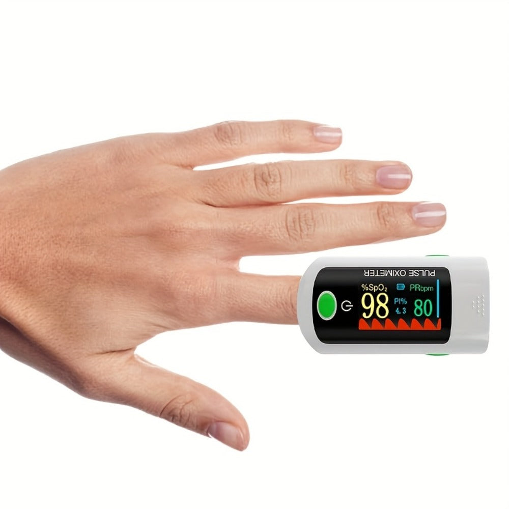 Fingertip Pulse Oximeter Blood Oxygen Monitor, SpO2, Heart Rate & Perfusion Index Display for Entryways, Bedrooms and Living Spaces