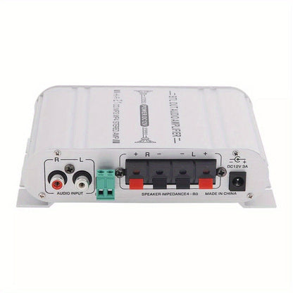 400 Watt 2.1 Channel Car Audio Stereo Amplifier, 12V Class A/B HIFI Power Amp with RCA & AUX Input, Subwoofer Output, Cast Iron Build