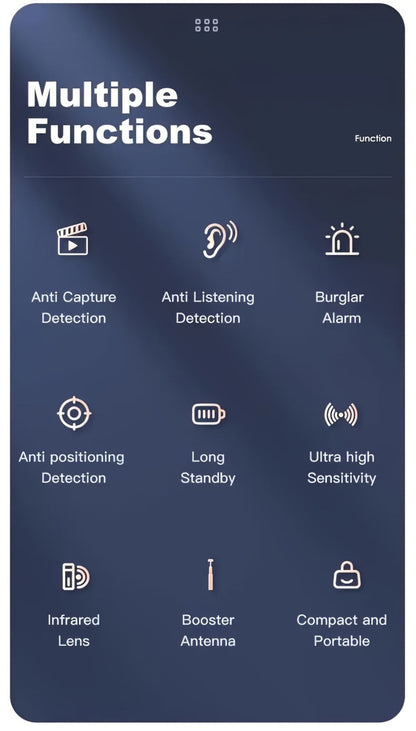 Hidden Camera Detector Anti-Spy RF Signal Scanner, GPS Tracker Finder, Wireless Bug Detector, Portable Protection for Hotels