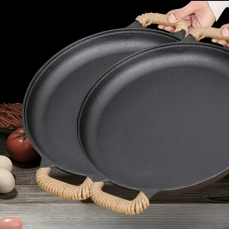 Cast Iron Frying Pan Non-Stick 11 Inch 28cm, Anti-Deformation Even Heating, Oven & Induction Safe Skillet for Pizza Barbecue & Camping