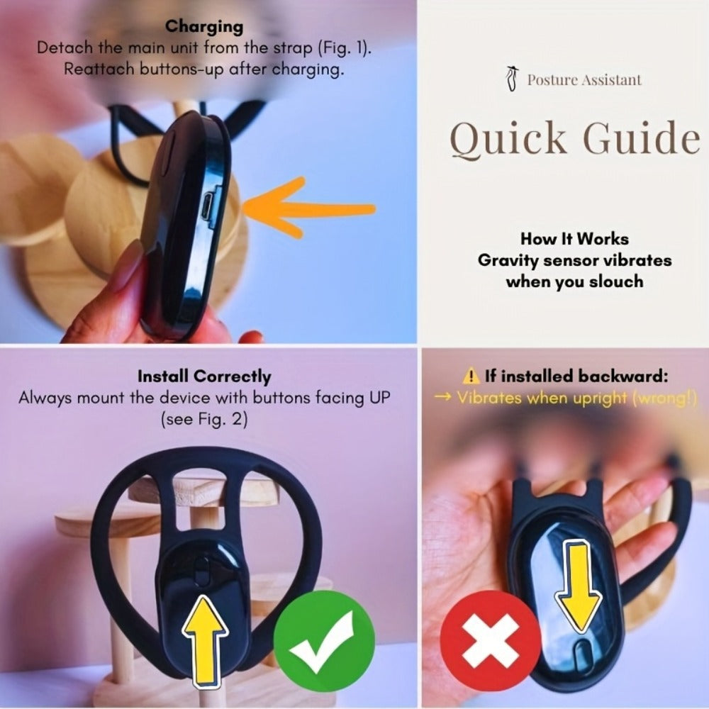 Posture Corrector Smart Vibration Reminder 1pc or 2pcs - Auto-Sensing 25° Slouch Alert for Entryways, Bedrooms and Living Spaces