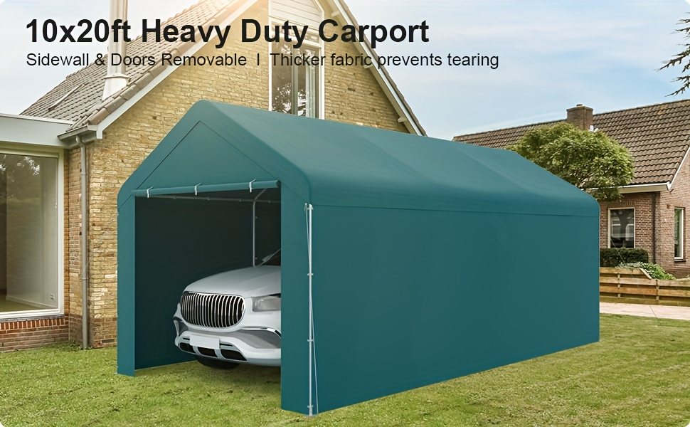 Carport Canopy 10x20 Portable Garage UV Protection for Garden, Patio and Yard Use, with the Listed Configuration