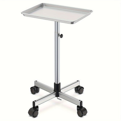 6-Color Premium Aluminum Salon Rolling Tray on Wheels – Adjustable Height Hairdresser Cart, Tattoo Tray, Spa Service Trolley for Nail Tech