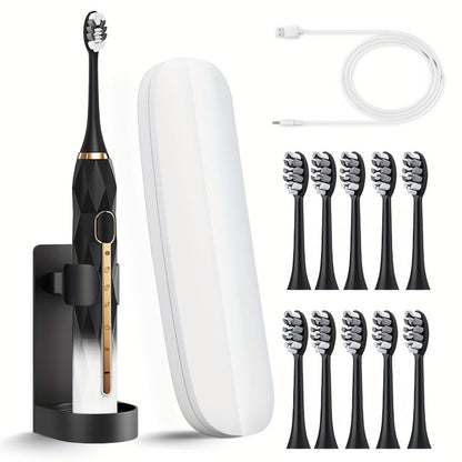 Electric Toothbrush Set with IPX8 Rating, 10 Brush Heads, Travel Case, Holder and Five Color Bundles