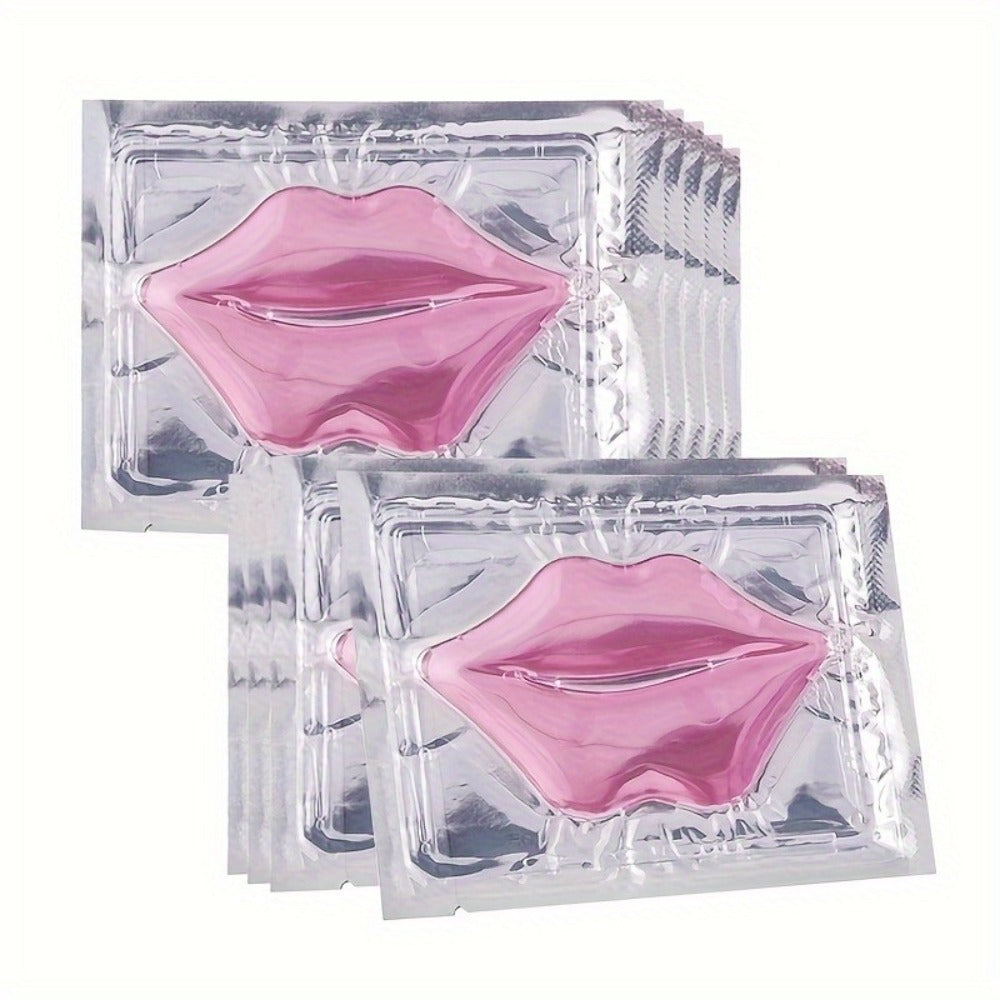Fifteen Individually Wrapped Pink Lip-Shaped Gel Patches in Clear Rectangular Sachets with 15-Piece Count