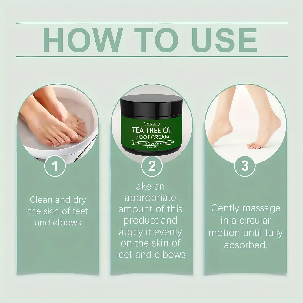 Tea Tree Oil & Coconut Oil Foot & Hand Cream 2-Pack, Deep Moisturizing for Dry Cracked Heels, Rough Hands &