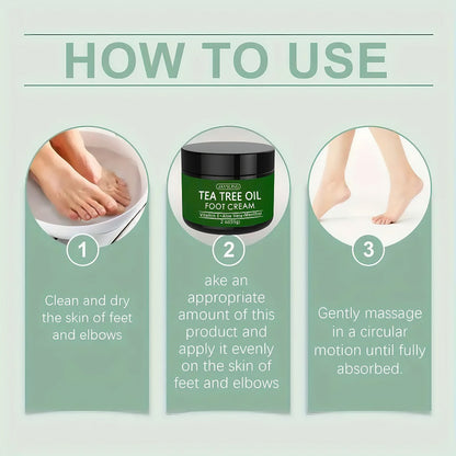 Tea Tree Oil & Coconut Oil Foot & Hand Cream 2-Pack, Deep Moisturizing for Dry Cracked Heels, Rough Hands &