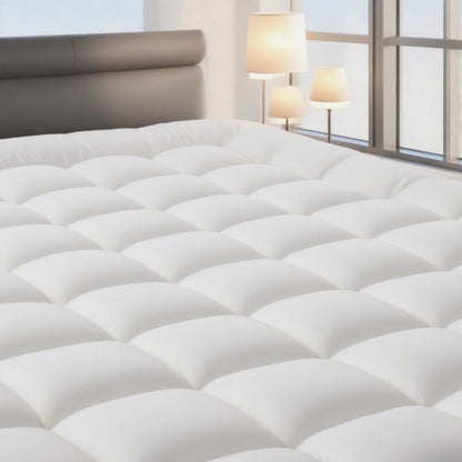 RV Queen Mattress Topper Quilted Pillow Top Mattress Pad Fitted Protector Cooling Breathable Fluffy Soft Cover with 8-21" Deep Pocket for RV