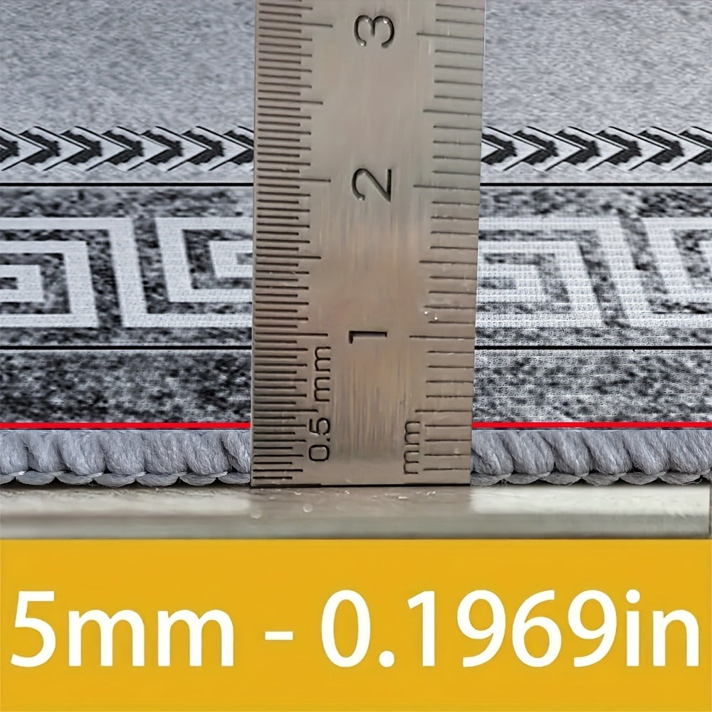 Persian Boho Area Rug – Luxury Crystal Velvet 850GSM Floral Pattern | Non-Slip Machine Washable 100% Polyester Carpet | Grey Black Marble
