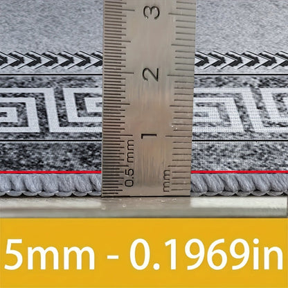 Persian Boho Area Rug – Luxury Crystal Velvet 850GSM Floral Pattern | Non-Slip Machine Washable 100% Polyester Carpet | Grey Black Marble